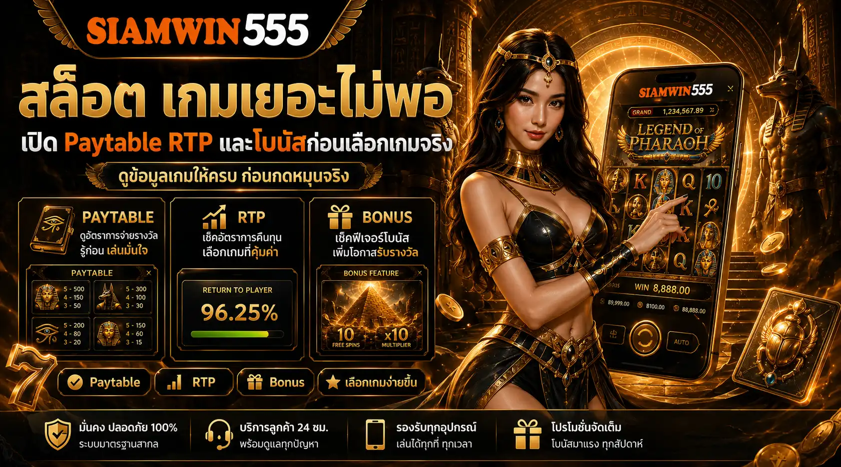 สล็อต เกมเยอะไม่พอ เปิด Paytable RTP และโบนัสก่อนเลือกเกมจริง